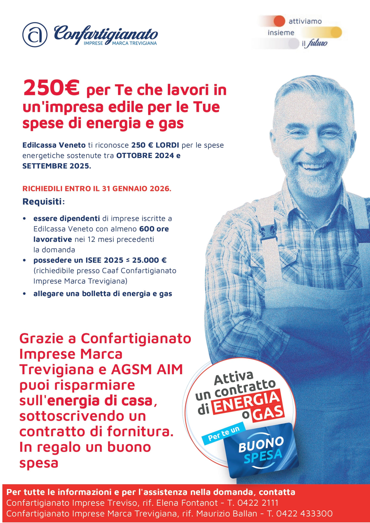 250€ DI CONTRIBUTO PER LE SPESE ENERGETICHE DEI DIPENDENTI DELLE IMPRESE EDILI